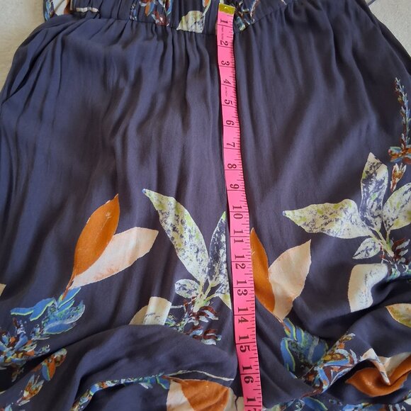 Free People Women's Size Large Island Time Denim Blue Print Midi Jumpsuit - Picture 12 of 16